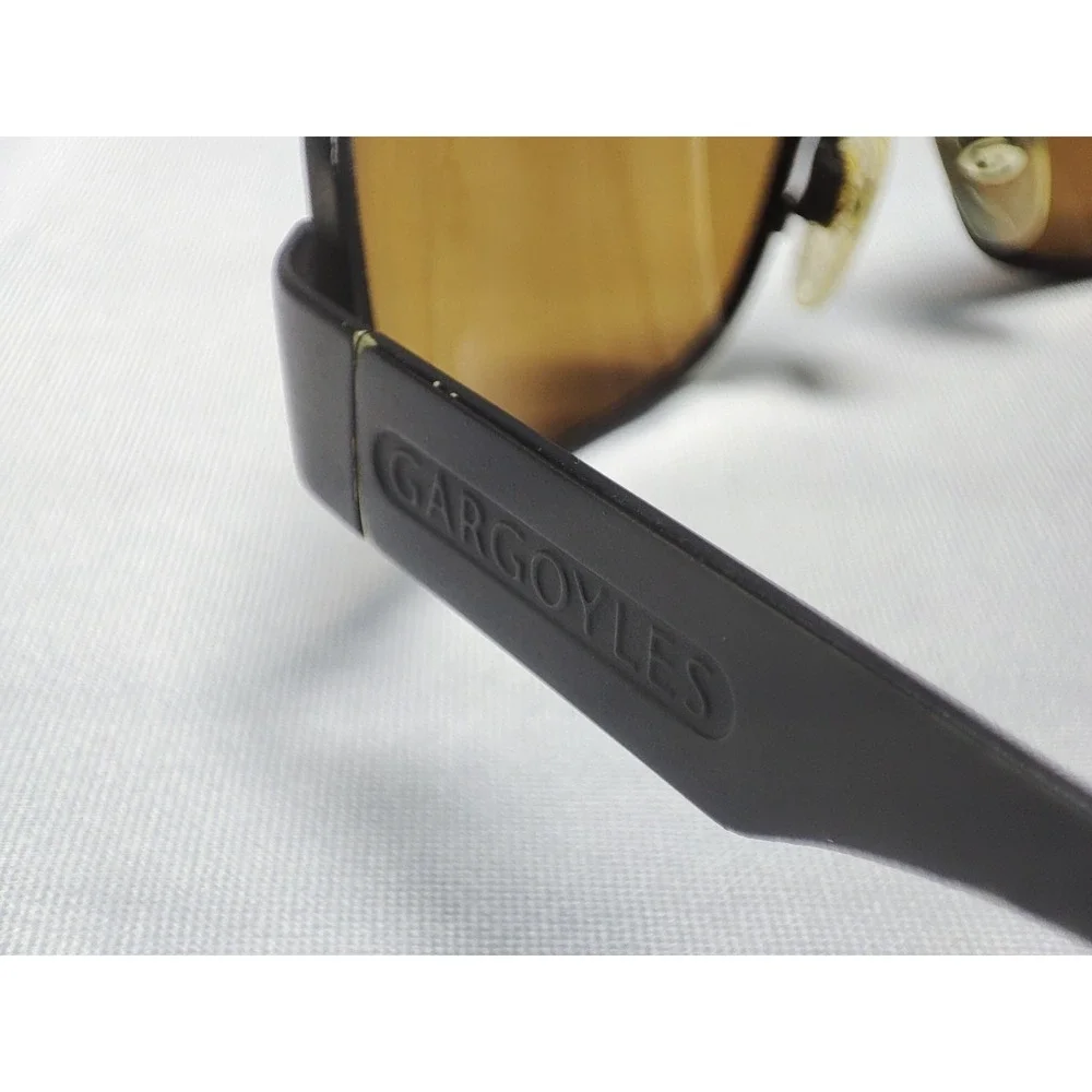 Gargoyles Moto Sunglasses Matte Black Amber Lens Wrap Italy USA Vintage 90s